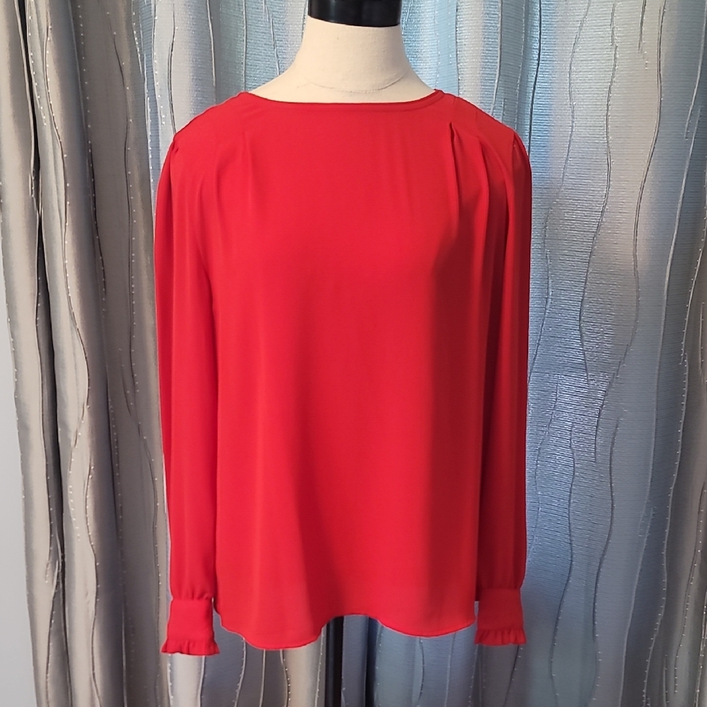 LOFT long sleeve lipstick red blouse.